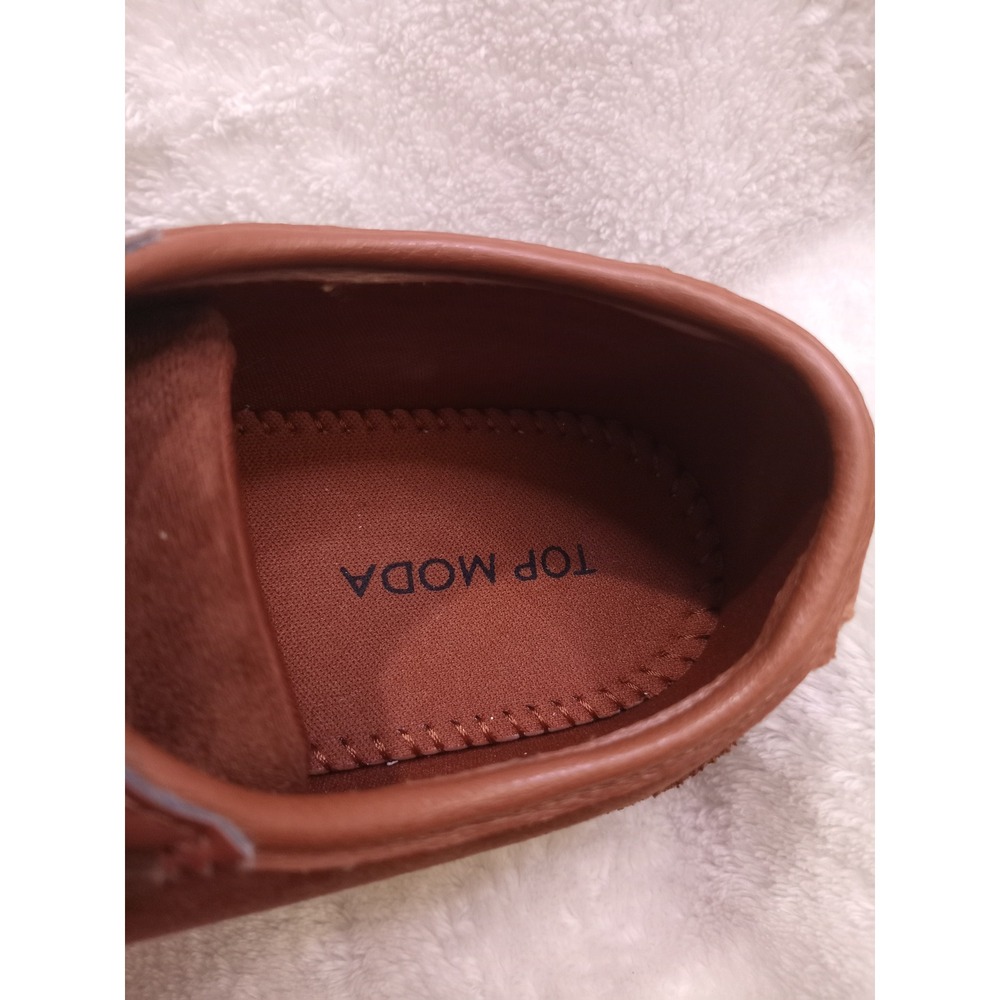 Top Moda Womens Brown Faux Suede Low Profile Lace Up Sneakers Athletic Flats - Picture 7 of 7